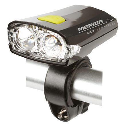 Lámpa MERIDA első, 2 LED, fekete 3 funkció, USB, akku - HL-MD025