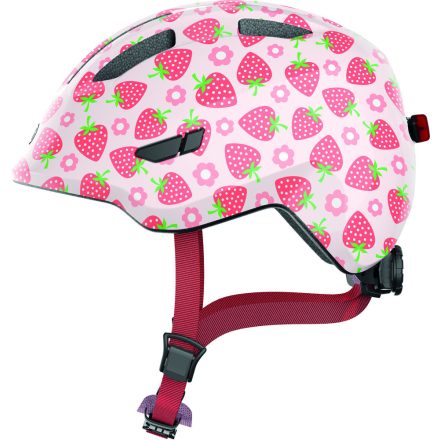 ABUS kerékpáros gyerek sisak Smiley 3.0 LED, In-Mold, rose strawberry, M (50-55 cm)