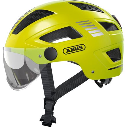 ABUS kerékpáros városi sisak Hyban 2.0 ACE, ABS, beépített átlátszó szemüveggel, signal yellow, L (56-61 cm)