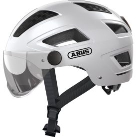   ABUS kerékpáros városi sisak Hyban 2.0 ACE, ABS, beépített átlátszó szemüveggel, polar white, L (56-61 cm)