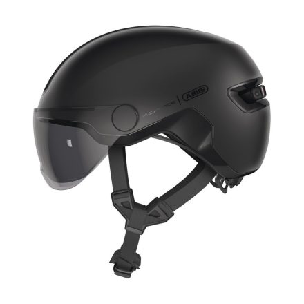 ABUS kerékpáros városi sisak Hud-Y ACE, In-Mold, beépített átlátszó szemüveggel, velvet black, M (54-58 cm)