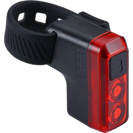 BBB Cycling kerékpáros hátsó lámpa BLS-145 Salute, 8 lumen, 4mód, micro USB tölthető 300 mAh akku, gumis felfogatással