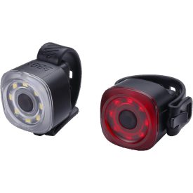   BBB Cycling kerékpáros lámpa szett BLS-227 Spirit, 30 és 12 lumen (első és hátsó), 9 mód, micro USB tölthető 250mAh akku, 8 akkufeszültség visszajelzős LED-del, gumis felfogatással