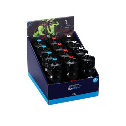 BBB Cycling kerékpáros kulacs display BWB-01D CompTank, 550 ml, fekete/kék, fekete/piros, fekete/fehér (12 db)