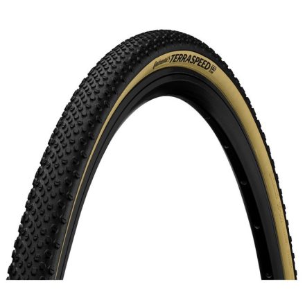 Continental gravel-cyclocross kerékpáros külső gumi 40-622 Terra Speed ProTection 28x1,5, hookless felni kompatibilis, tubeless ready, fekete/krém hajtogathatós Skin
