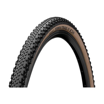 Continental gravel-cyclocross kerékpáros külső gumi 45-622 Terra Trail ShieldWall 28x1.75 hookless felni kompatibilis, tubeless ready, fekete/barna hajtogathatós Skin