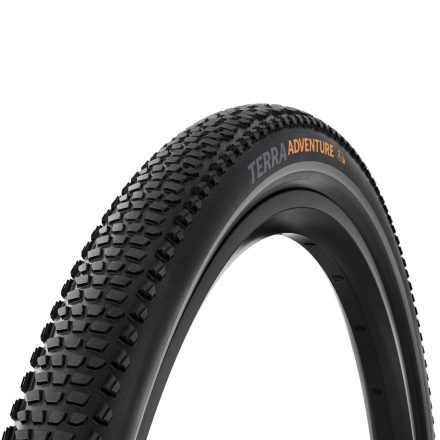 Continental gravel-cyclocross kerékpáros külső gumi 45-622 Terra Adventure Trail Grip 28x1.75, hookless felni kompatibilis, tubeless ready, fekete/fekete hajtogathatós, graphit reflektoros skin