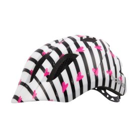  Bobike kerékpáros gyerek sisak PLUS, In-Mold, szivecskés fekete/fehér/mintás csíkos, S (52-56 cm)