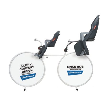 Polisport kerékpár alakú display (fehér) vázra+csomagtartóra szerelhető gyerekülések bemutatására