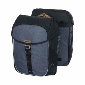   Basil dupla táska Miles Double Bag, Universal Bridge System, fekete szürke