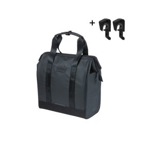   Basil egyoldalas táska Grand Tarpaulin Bicycle Shopper, MIK Hooks, fekete