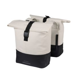   Basil dupla táska Cove Double Pannier Bag, Universal Bridge System, törtfehér/feketete