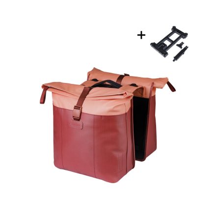 Basil dupla táska Vive Double Pannier Bag MIK, 28-35 l, burgundy/pink