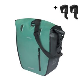   Basil egyoldalas táska Rivo L Single Bag, vízhatlan, MIK Hooks, 25-31 L, ezüst zöld/fekete