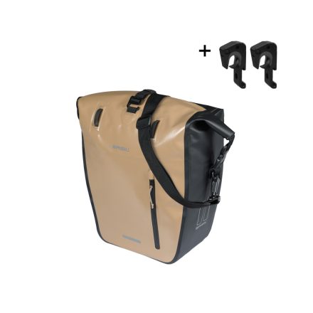 Basil egyoldalas táska Rivo L Single Bag, vízhatlan, MIK Hooks, 25-31 L, homokszínű/fekete