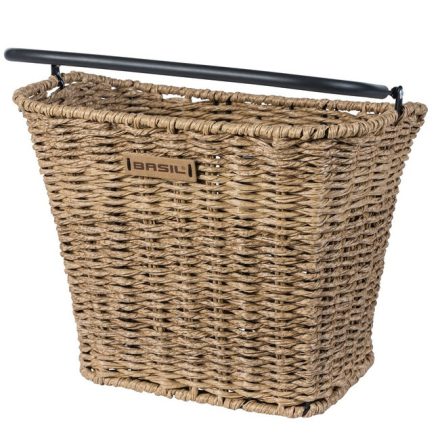 Basil első kosár Bremen Rattan Look KF, KF kompatibilis, kormányadapter nélkül (TBA 70177), világosbarna